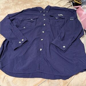 Columbia PFG Shirt Men’s Medium Blue Button Up Long Sleeve Baha Omni Shirt